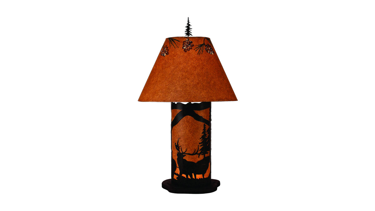 Kodiak Large Pine Cone Scene Table Lamp with Night Light — EZ